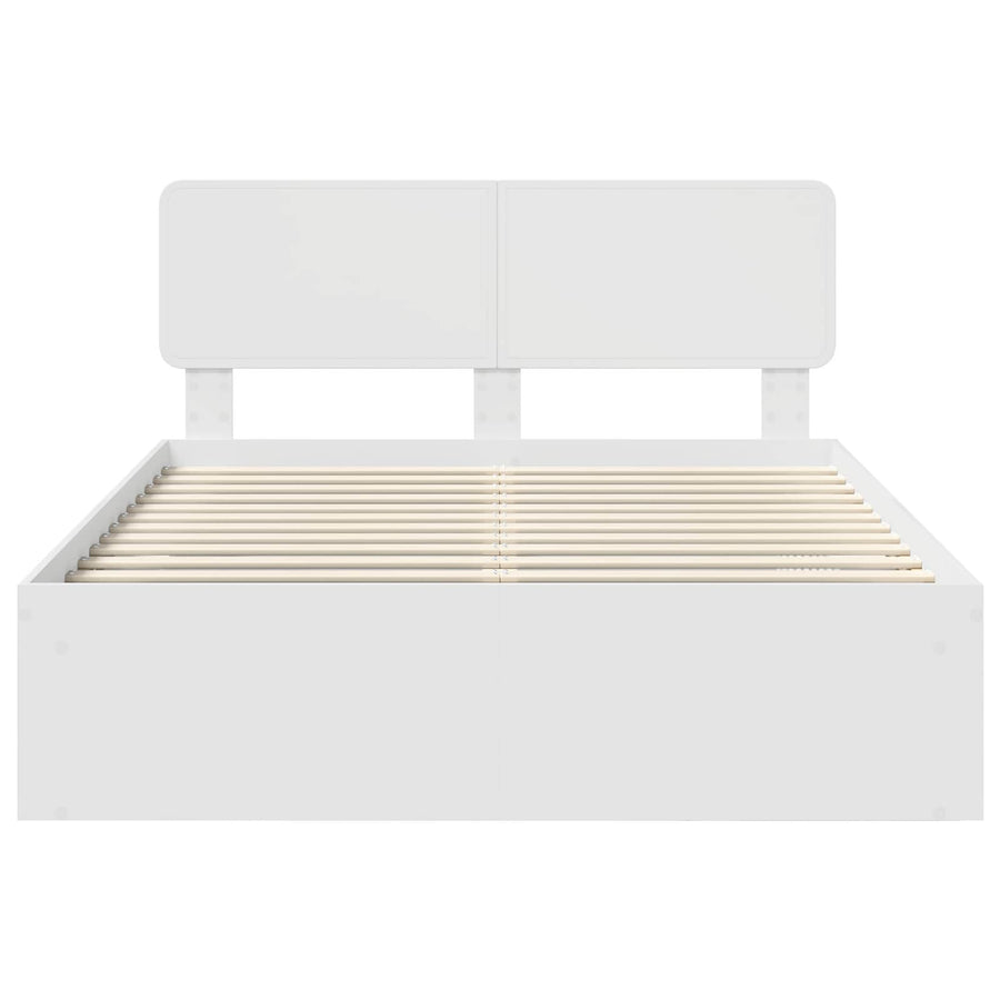 Bedframe met hoofdeinde Wit 160 x 200 cm Massief grenenhout