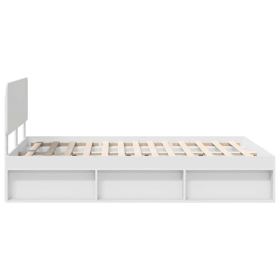 Bedframe met hoofdeinde Wit 160 x 200 cm Massief grenenhout