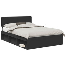 Bedframe met hoofdeinde Zwart 160 x 200 cm Massief grenenhout
