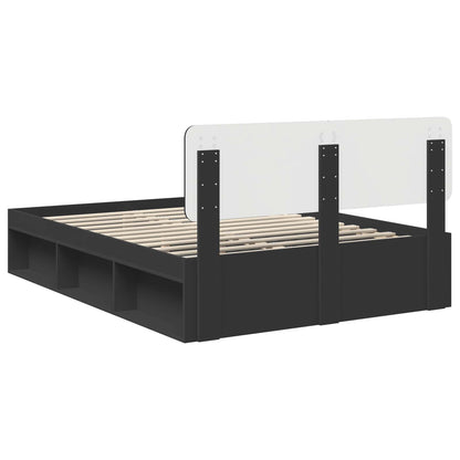 Bedframe met hoofdeinde Zwart 160 x 200 cm Massief grenenhout