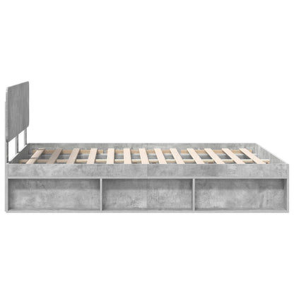 Bedframe met hoofdeinde Beton 160 x 200 cm Massief grenenhout