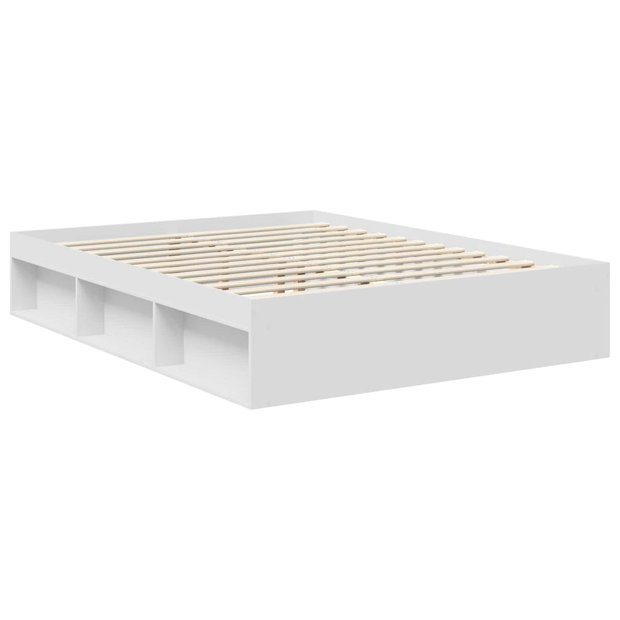 Bedframe met hoofdeinde Wit 150 x 200 cm Massief grenenhout