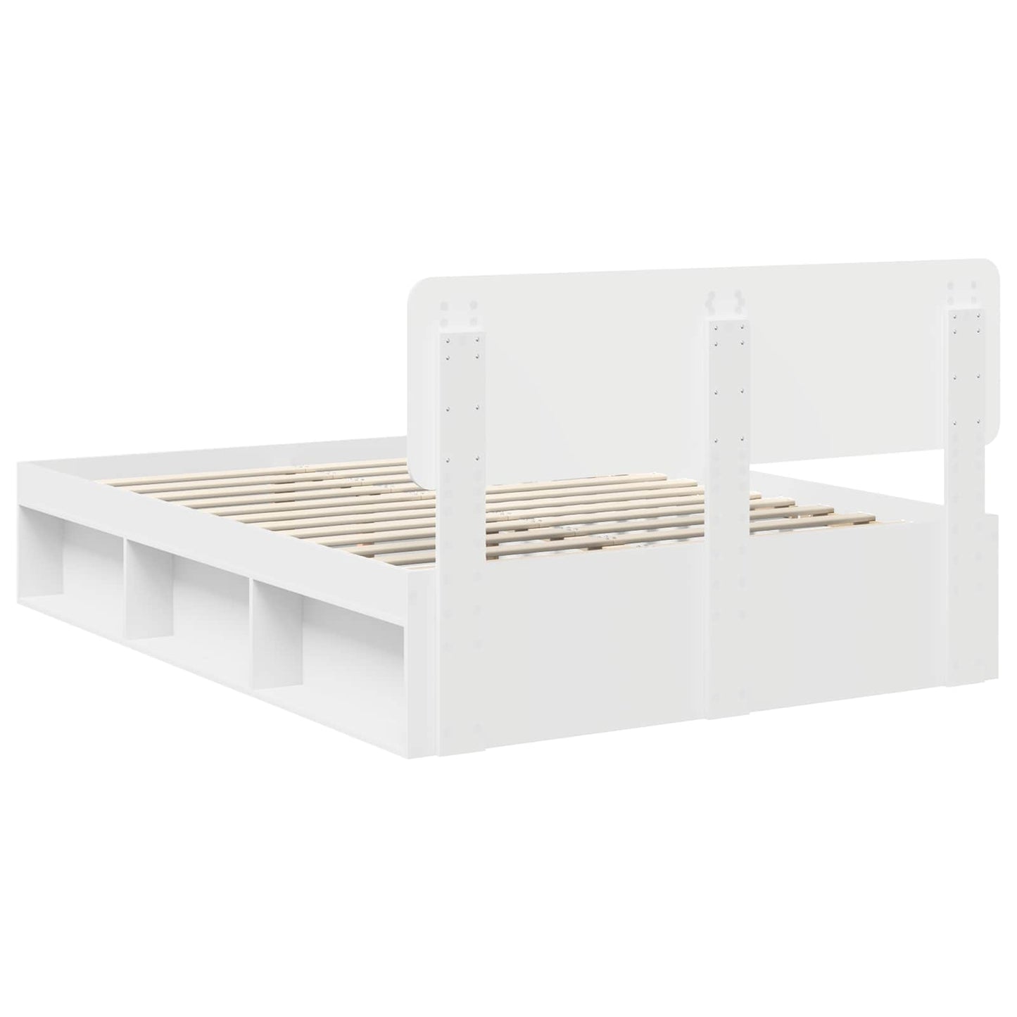 Bedframe met hoofdeinde Wit 150 x 200 cm Massief grenenhout