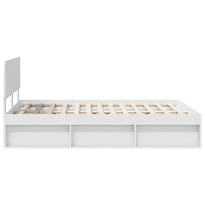 Bedframe met hoofdeinde Wit 150 x 200 cm Massief grenenhout
