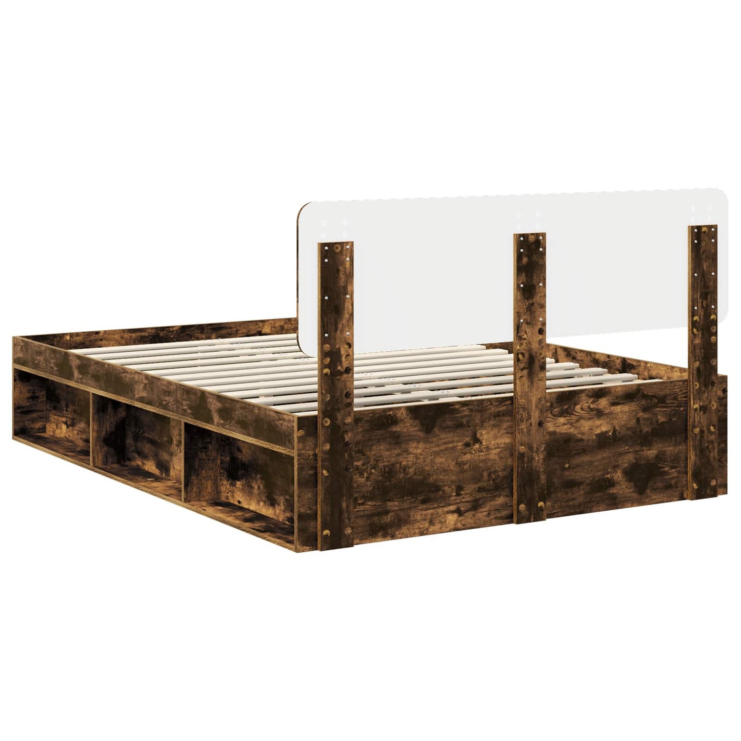 Bedframe Gerookt eiken 153 x 203 cm Massief grenenhout