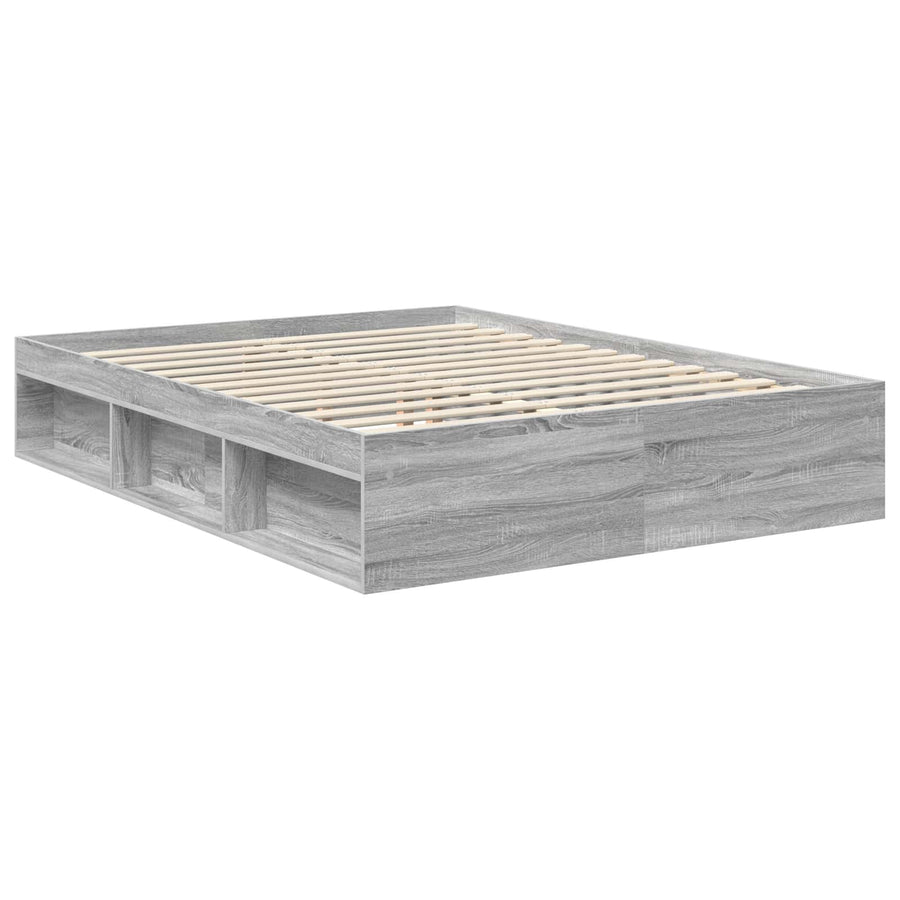 Bedframe Grijs Sonoma 150 x 200 cm Massief grenenhout