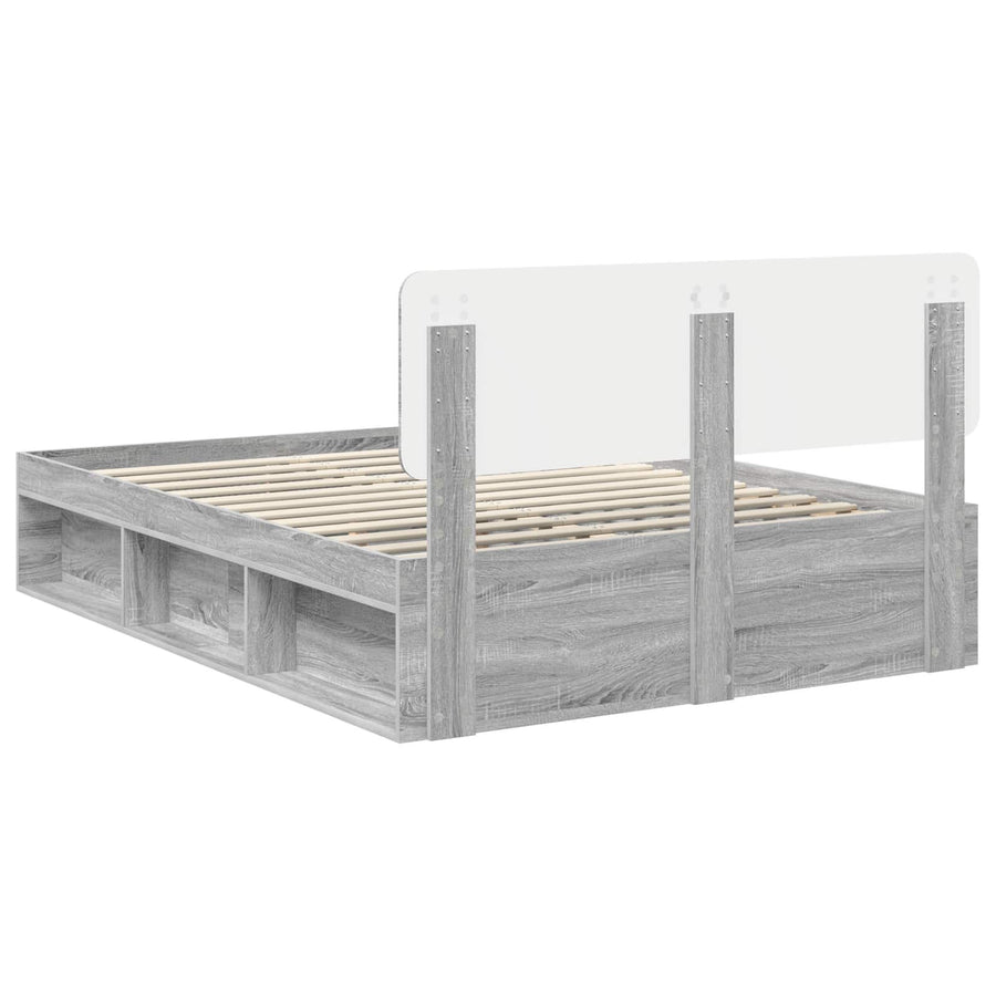 Bedframe Grijs Sonoma 150 x 200 cm Massief grenenhout