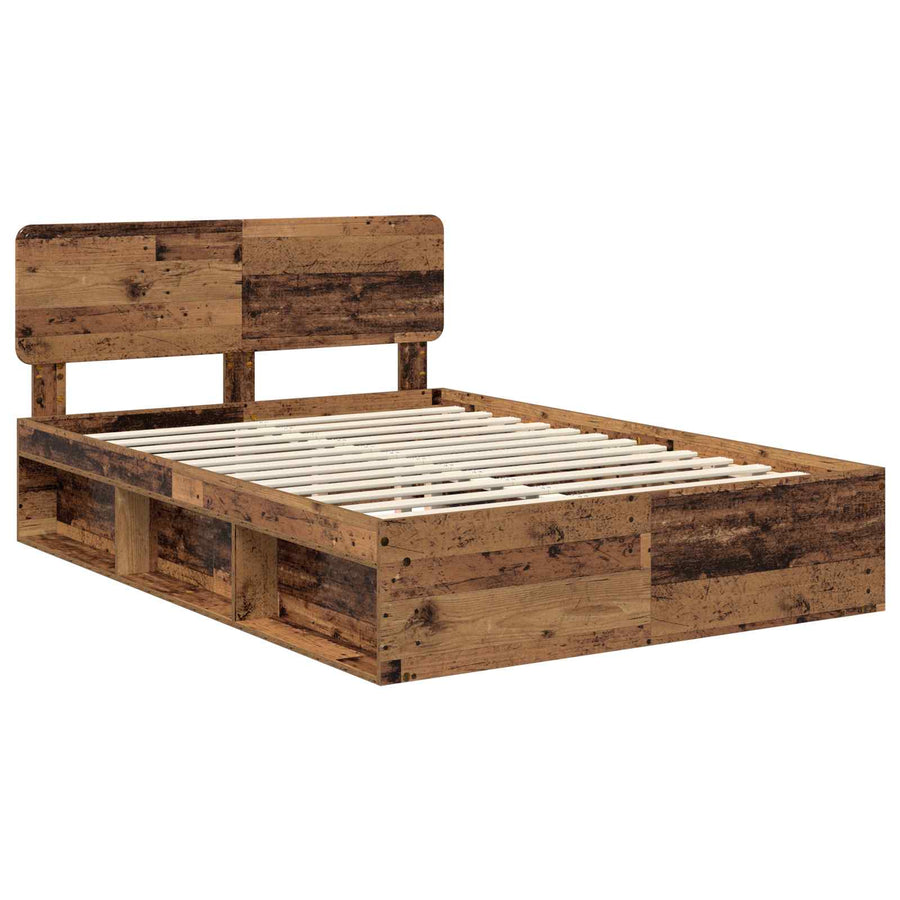 Bedframe met hoofdeinde Oudhout 150 x 200 cm Massief grenenhout