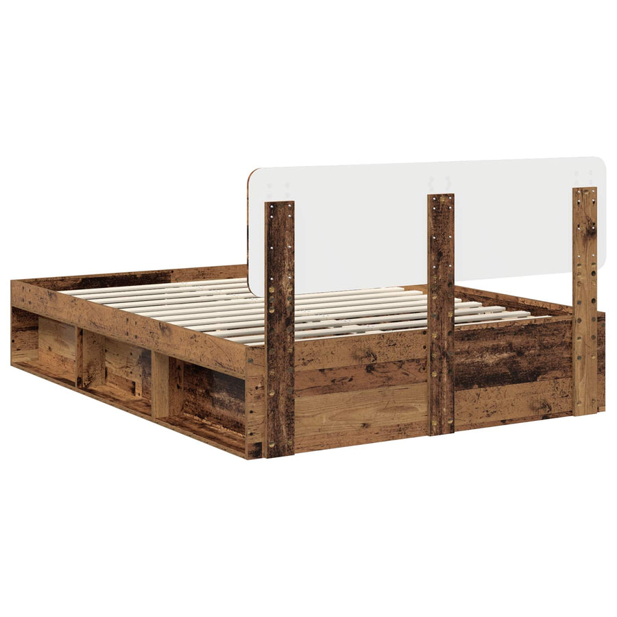 Bedframe met hoofdeinde Oudhout 150 x 200 cm Massief grenenhout