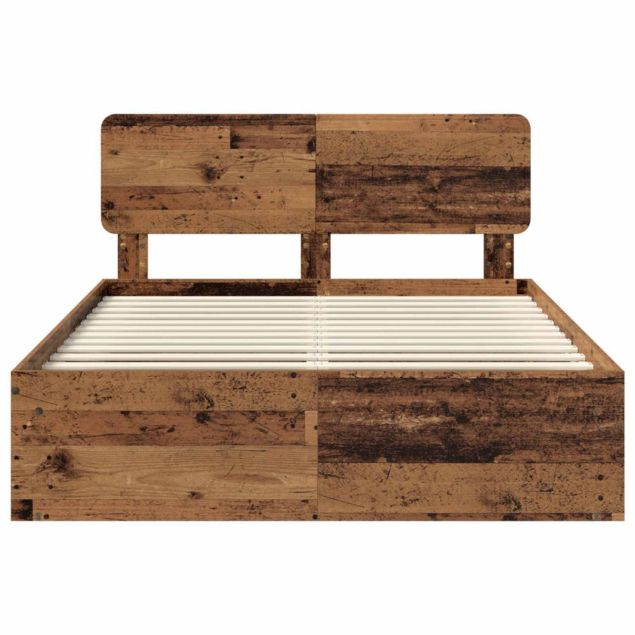 Bedframe met hoofdeinde Oudhout 150 x 200 cm Massief grenenhout