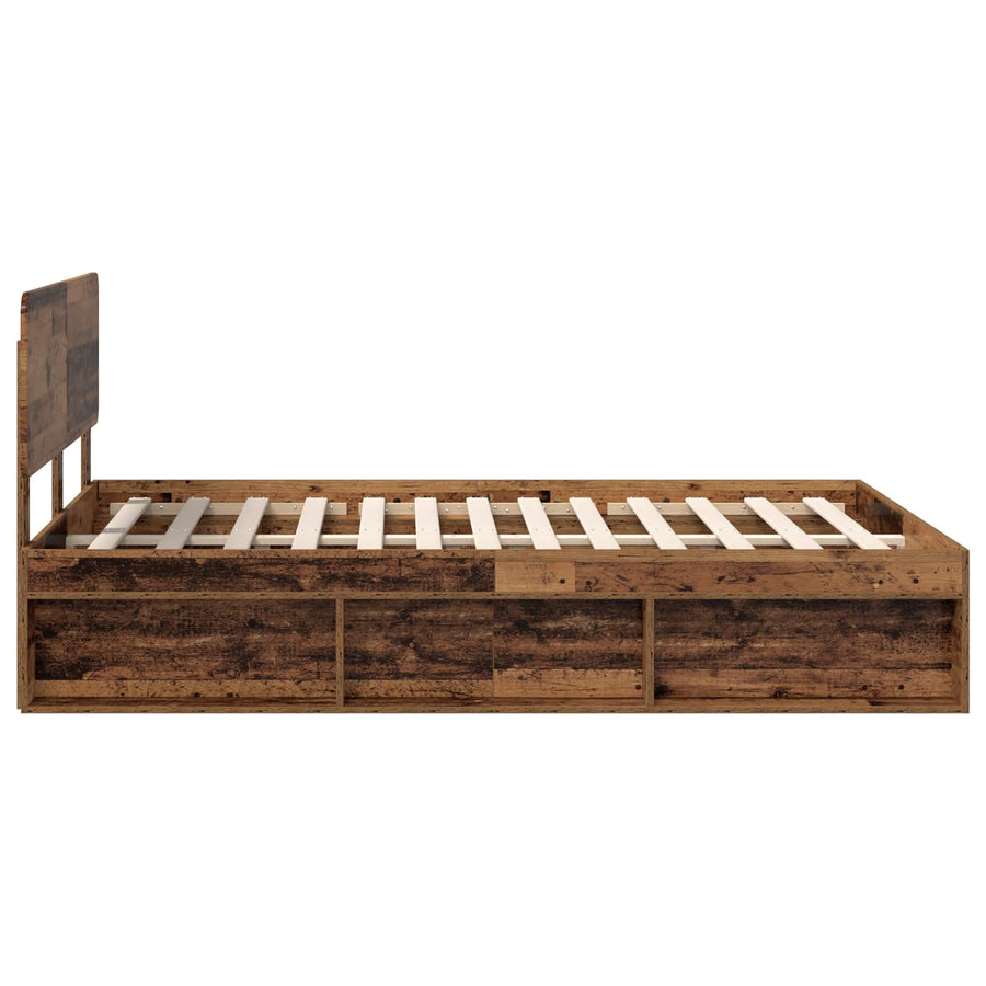 Bedframe met hoofdeinde Oudhout 150 x 200 cm Massief grenenhout