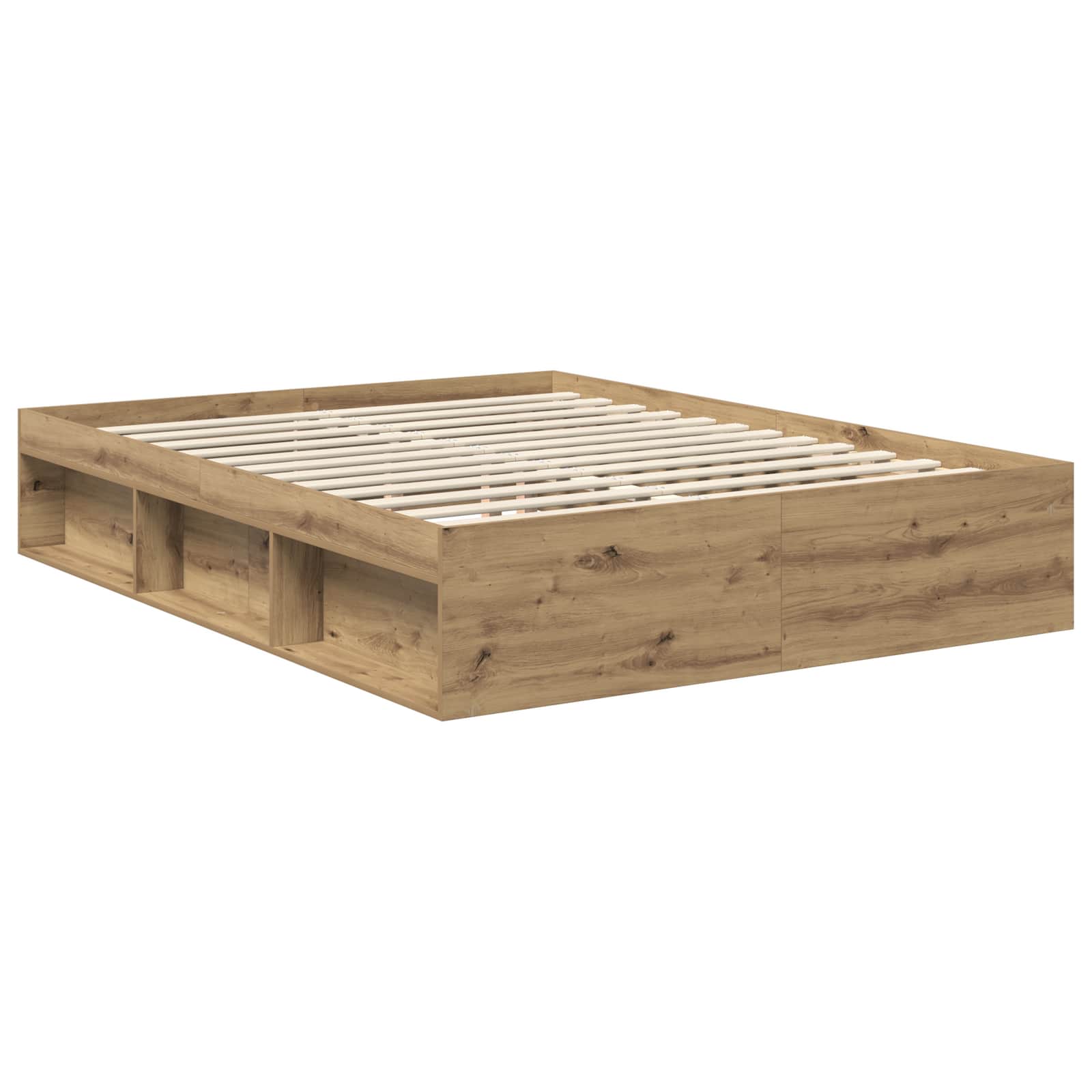 Bedframe Ambachtelijk eiken 135 x 190 cm Massief grenenhout