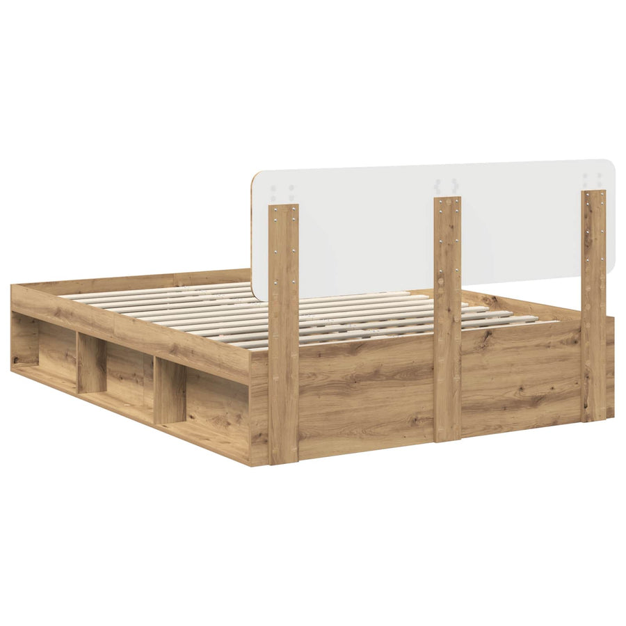 Bedframe Ambachtelijk eiken 135 x 190 cm Massief grenenhout