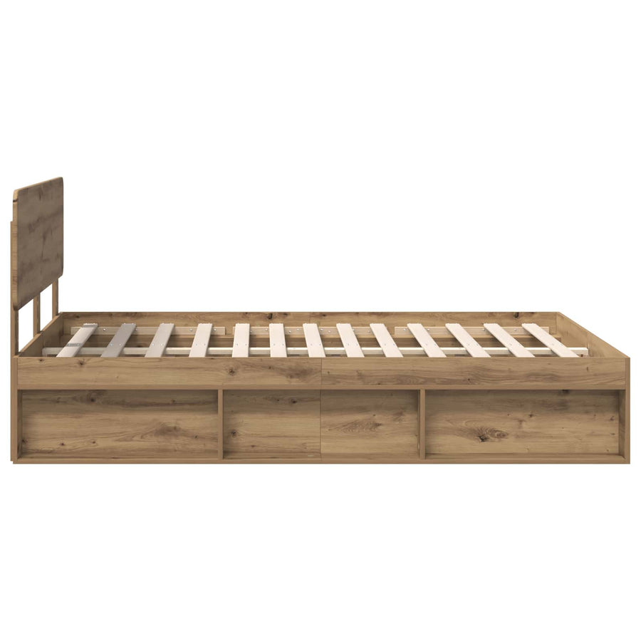 Bedframe Ambachtelijk eiken 135 x 190 cm Massief grenenhout