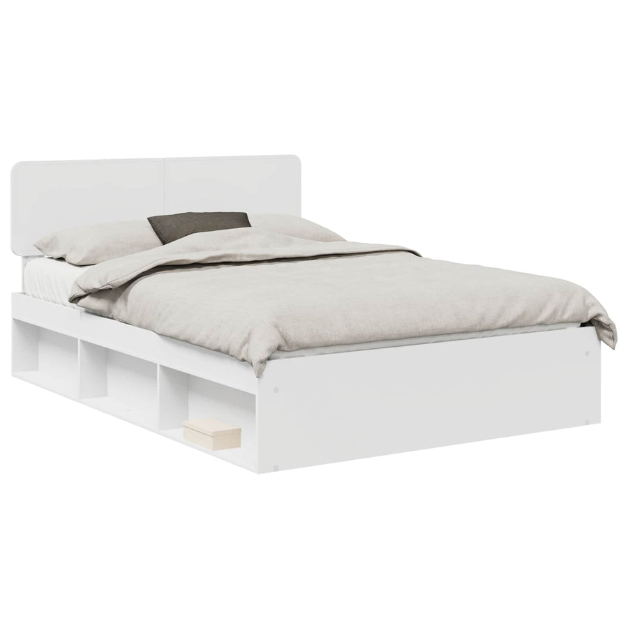 Bedframe met hoofdeinde Wit 140 x 200 cm Massief grenenhout