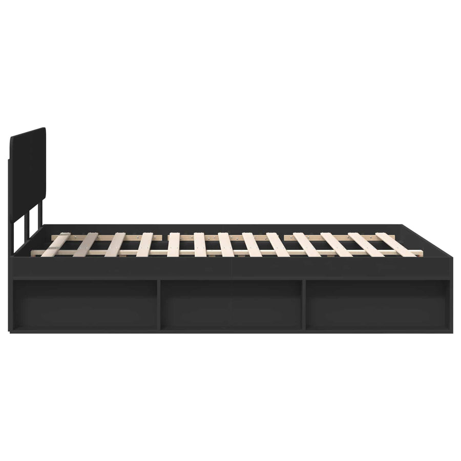 Bedframe met hoofdeinde Zwart 140 x 200 cm Massief grenenhout