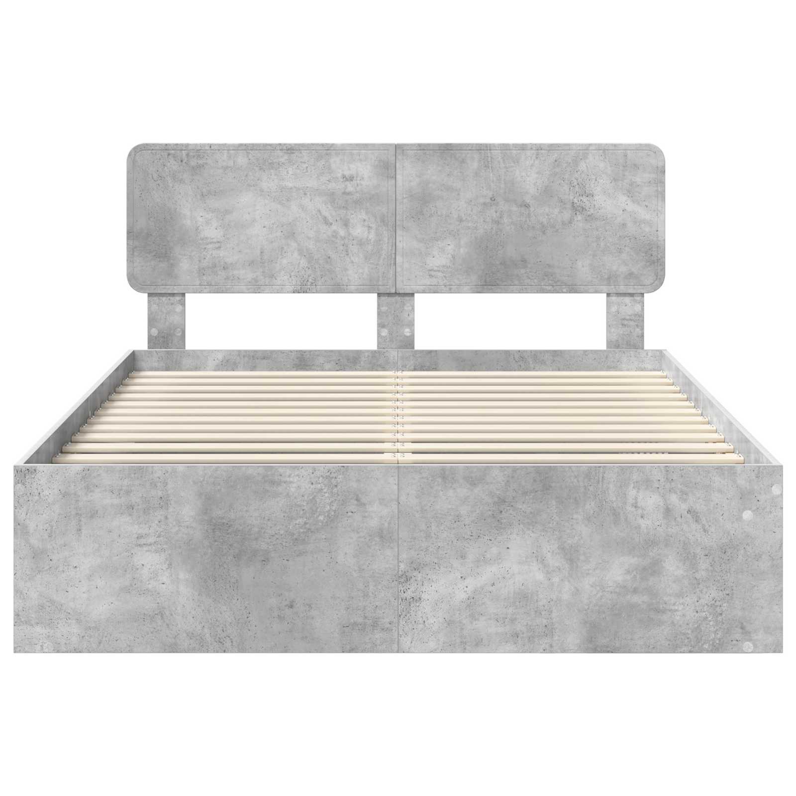 Bedframe met hoofdeinde Beton 140 x 200 cm Massief grenenhout
