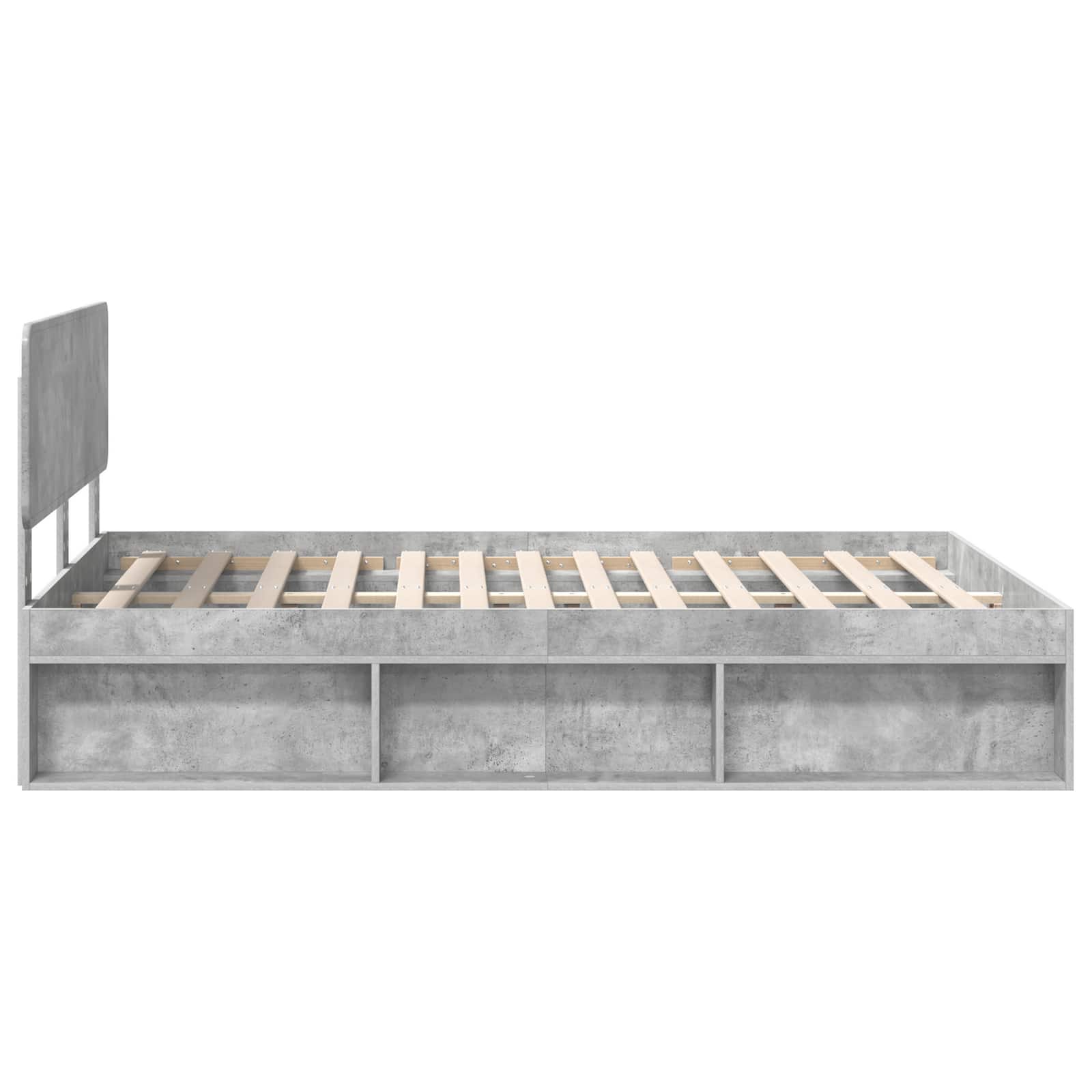 Bedframe met hoofdeinde Beton 140 x 200 cm Massief grenenhout