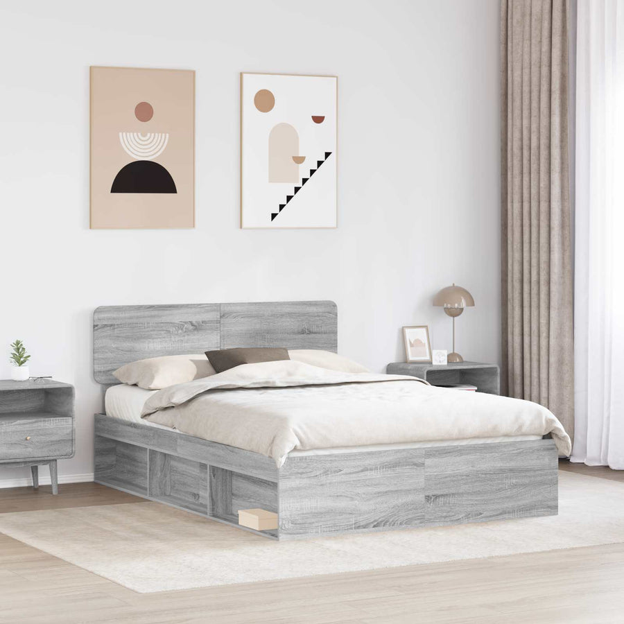 Bedframe Grijs Sonoma 140 x 200 cm Massief grenenhout