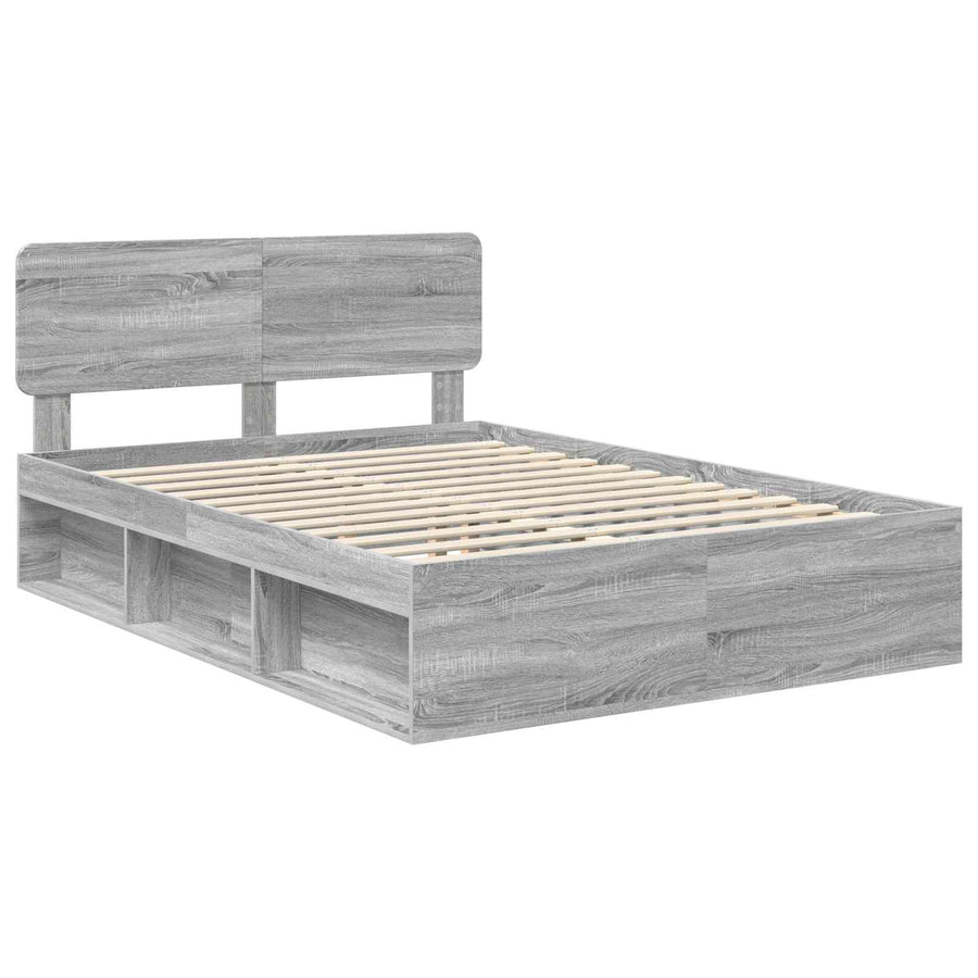 Bedframe Grijs Sonoma 140 x 190 cm Massief grenenhout