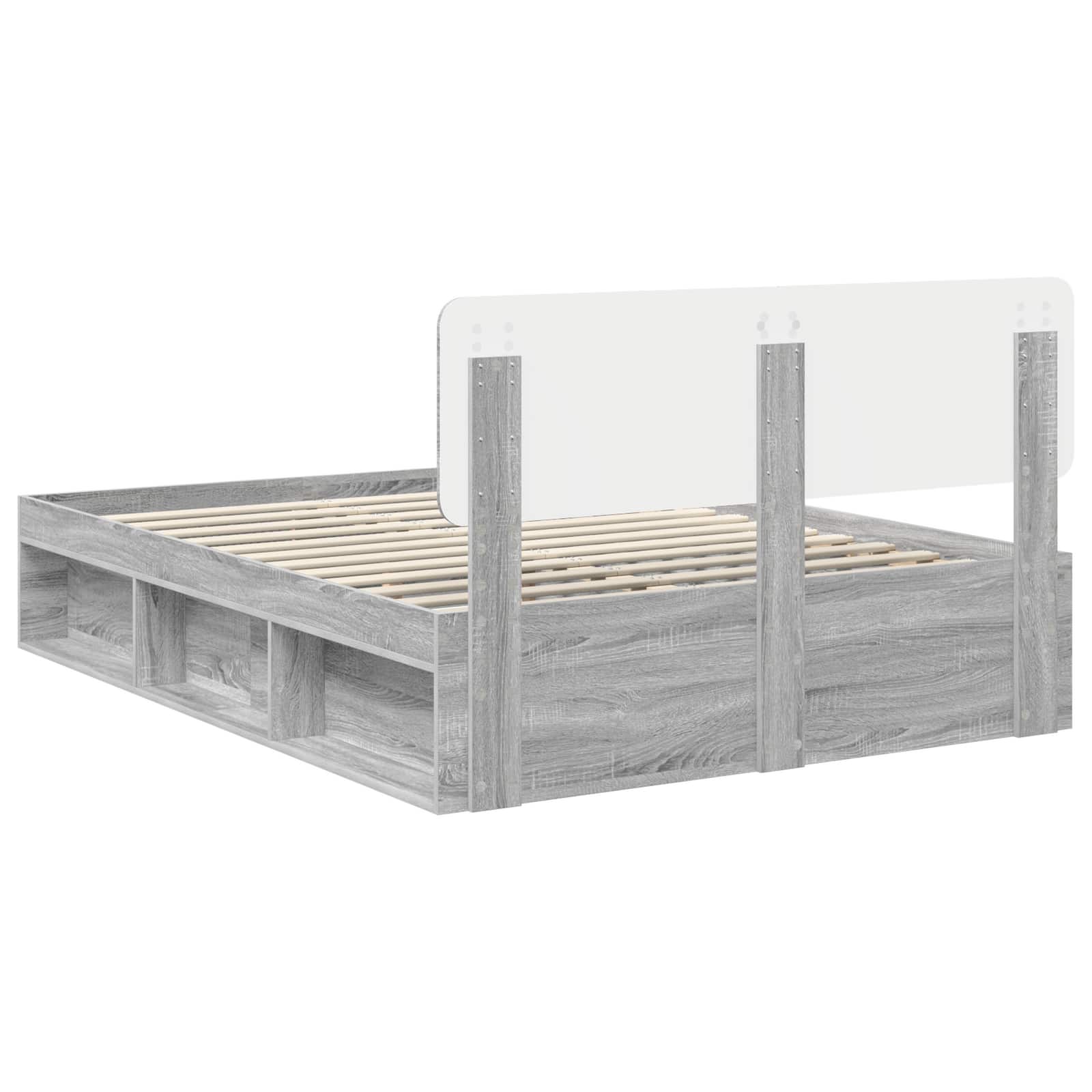Bedframe Grijs Sonoma 140 x 190 cm Massief grenenhout