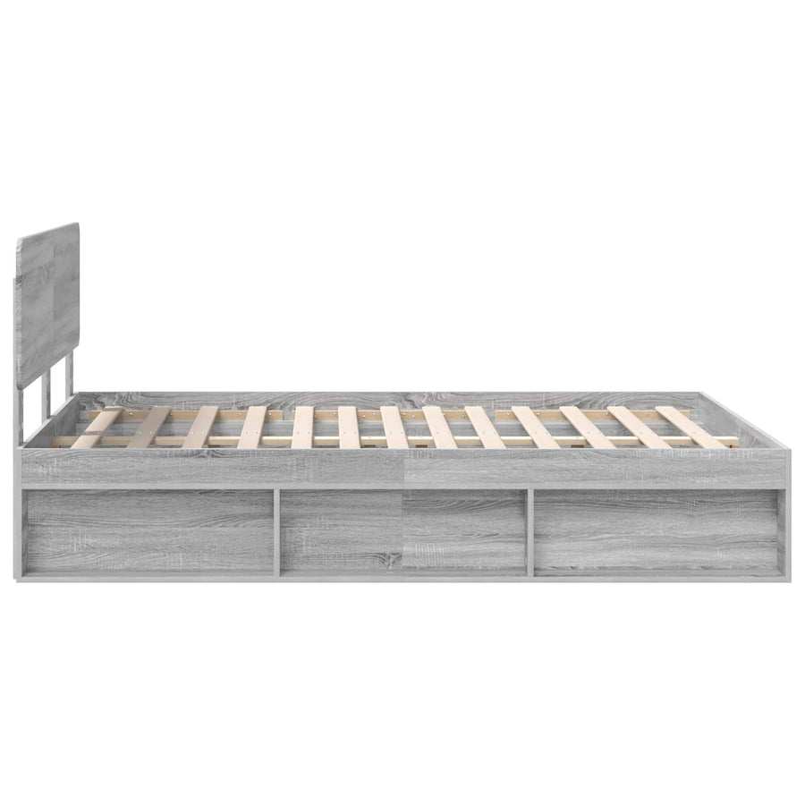 Bedframe Grijs Sonoma 140 x 190 cm Massief grenenhout