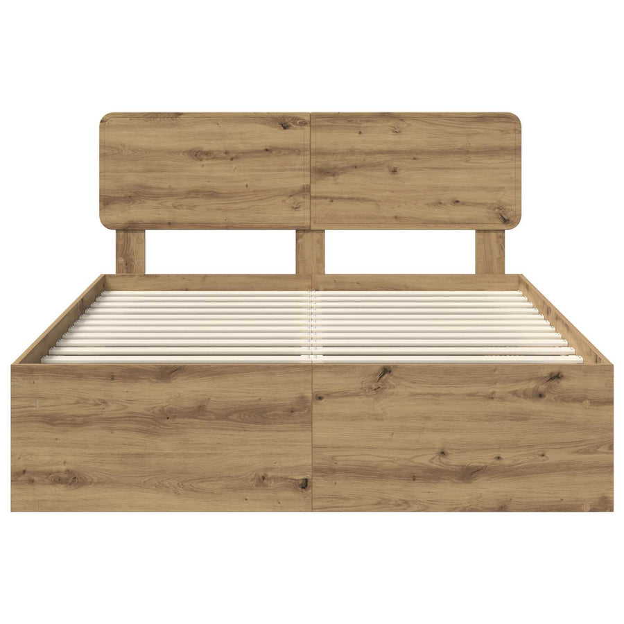 Bedframe Ambachtelijk eiken 140 x 190 cm Massief grenenhout
