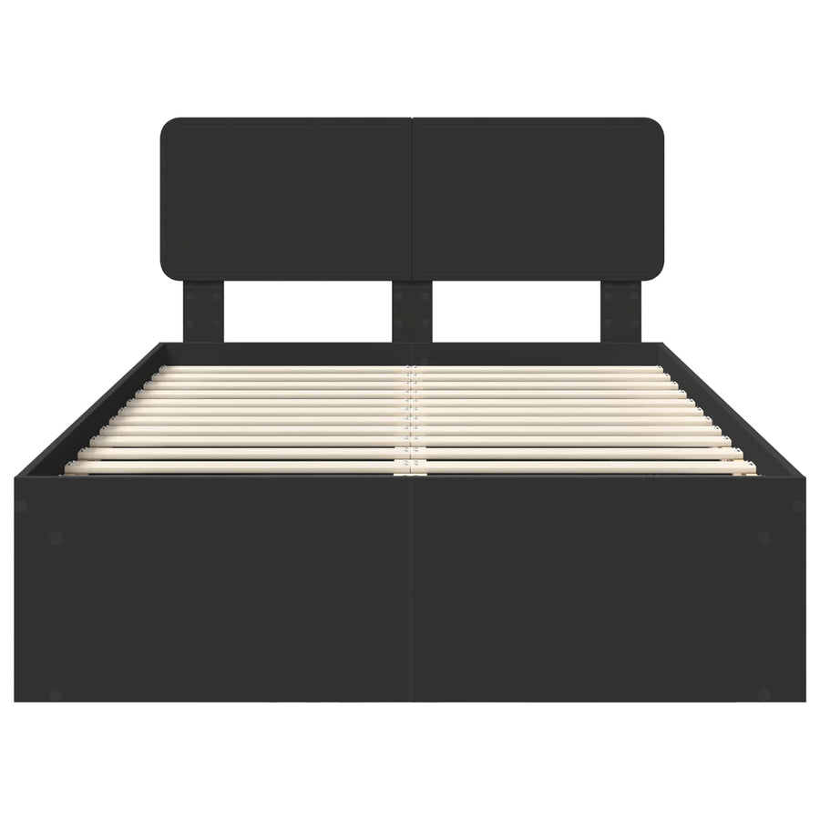 Bedframe met hoofdeinde Zwart 135 x 190 cm Massief grenenhout