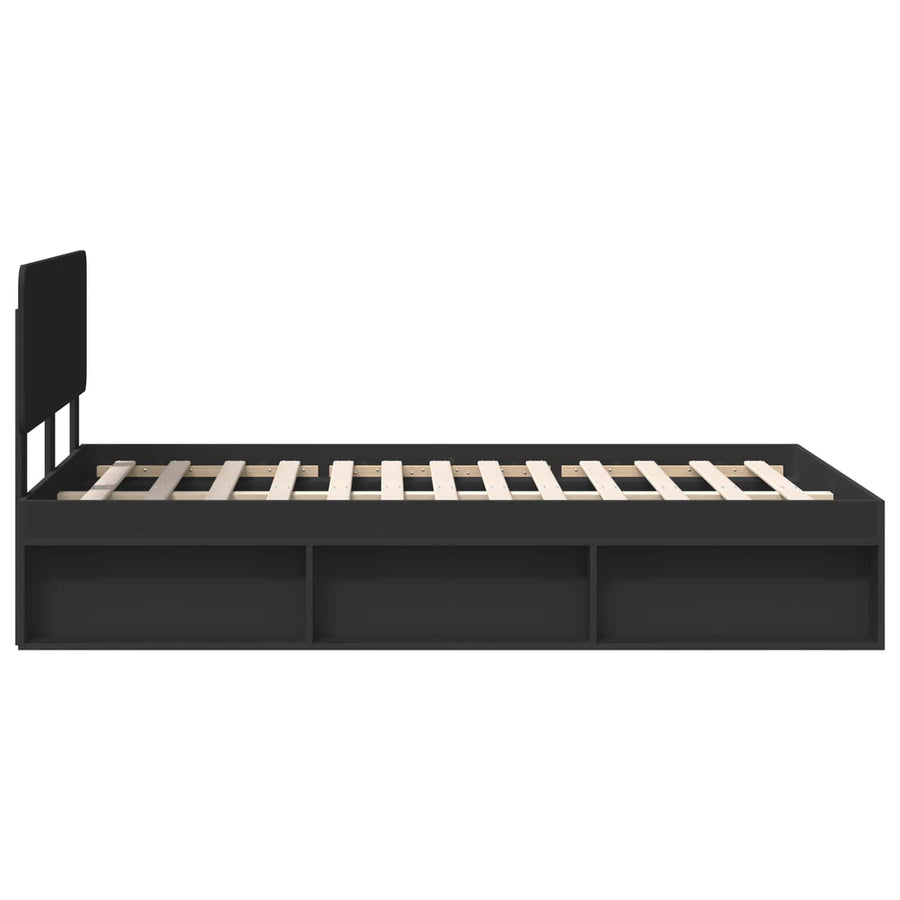 Bedframe met hoofdeinde Zwart 135 x 190 cm Massief grenenhout
