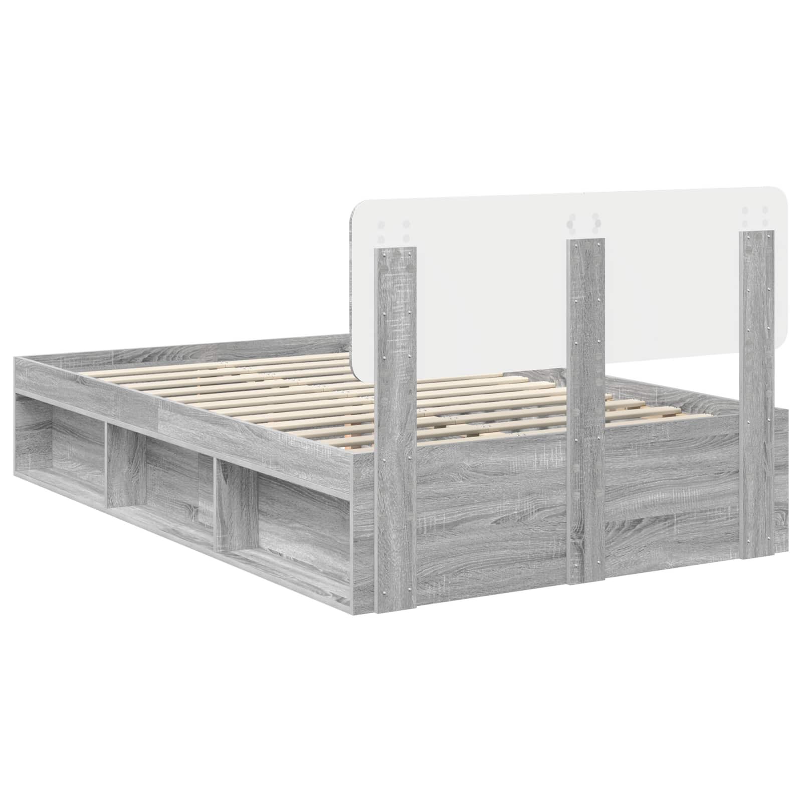 Bedframe Grijs Sonoma 135 x 190 cm Massief grenenhout