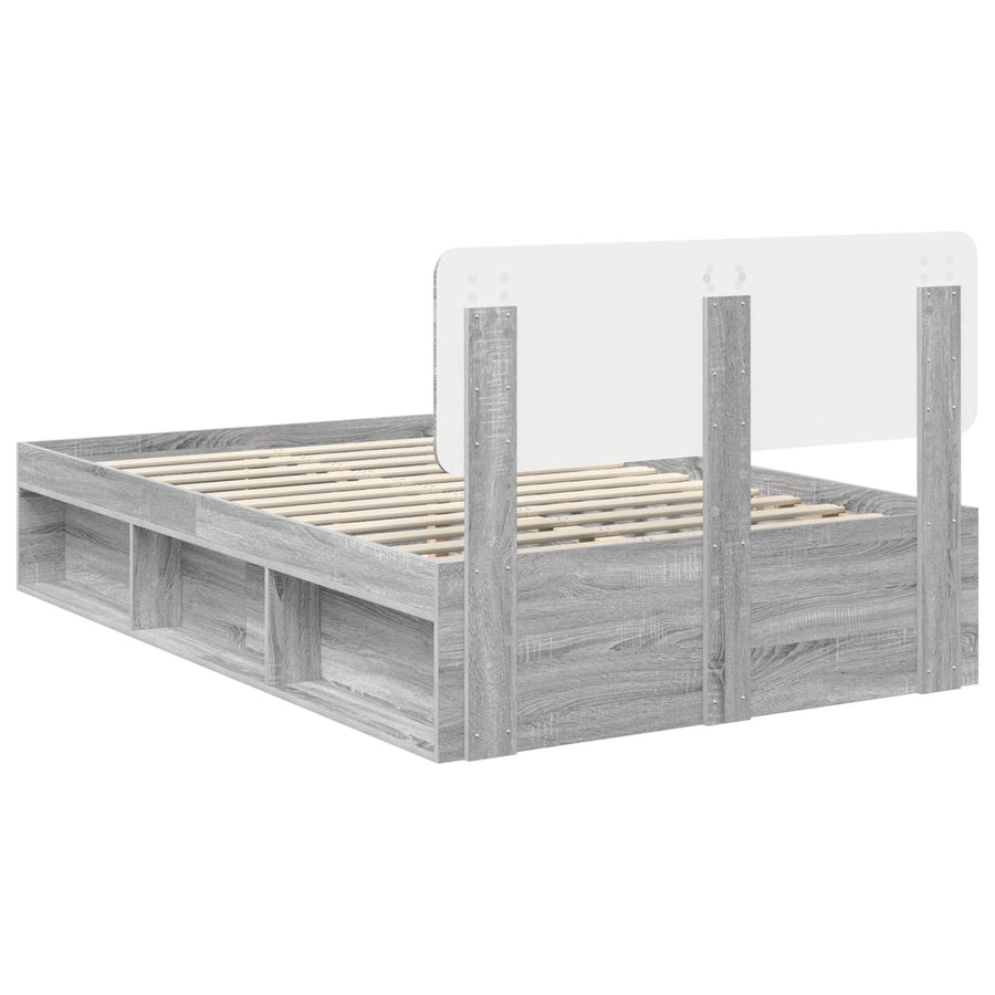 Bedframe Grijs Sonoma 135 x 190 cm Massief grenenhout