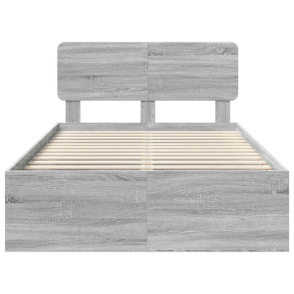 Bedframe Grijs Sonoma 135 x 190 cm Massief grenenhout