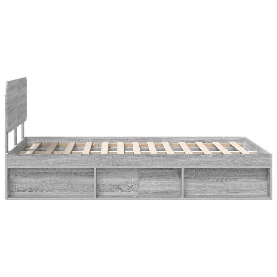 Bedframe Grijs Sonoma 135 x 190 cm Massief grenenhout