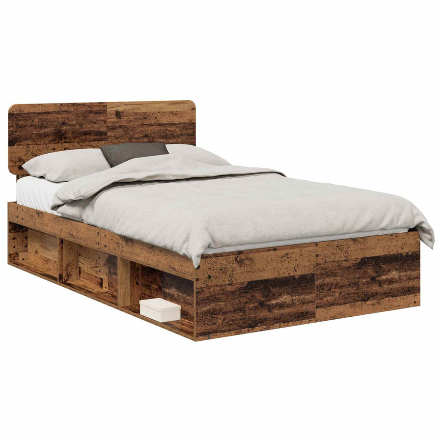 Bedframe met hoofdeinde Oudhout 90 x 190 cm Massief grenenhout