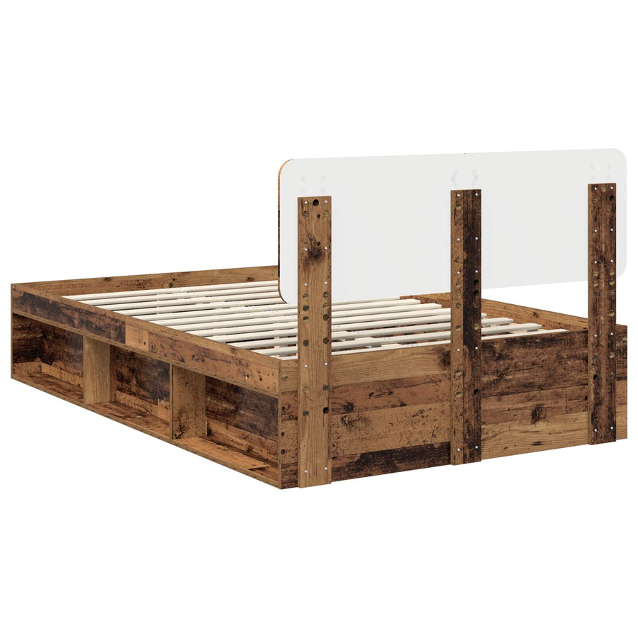 Bedframe met hoofdeinde Oudhout 90 x 190 cm Massief grenenhout