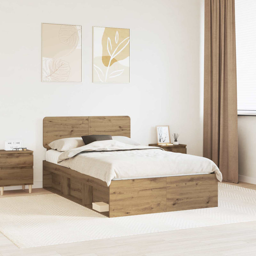 Bedframe Ambachtelijk eiken 90 x 190 cm Massief grenenhout