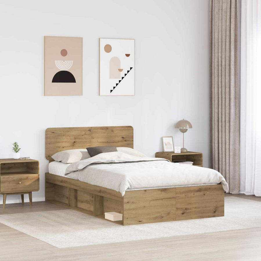 Bedframe Ambachtelijk eiken 90 x 190 cm Massief grenenhout