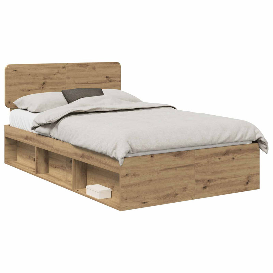 Bedframe Ambachtelijk eiken 90 x 190 cm Massief grenenhout