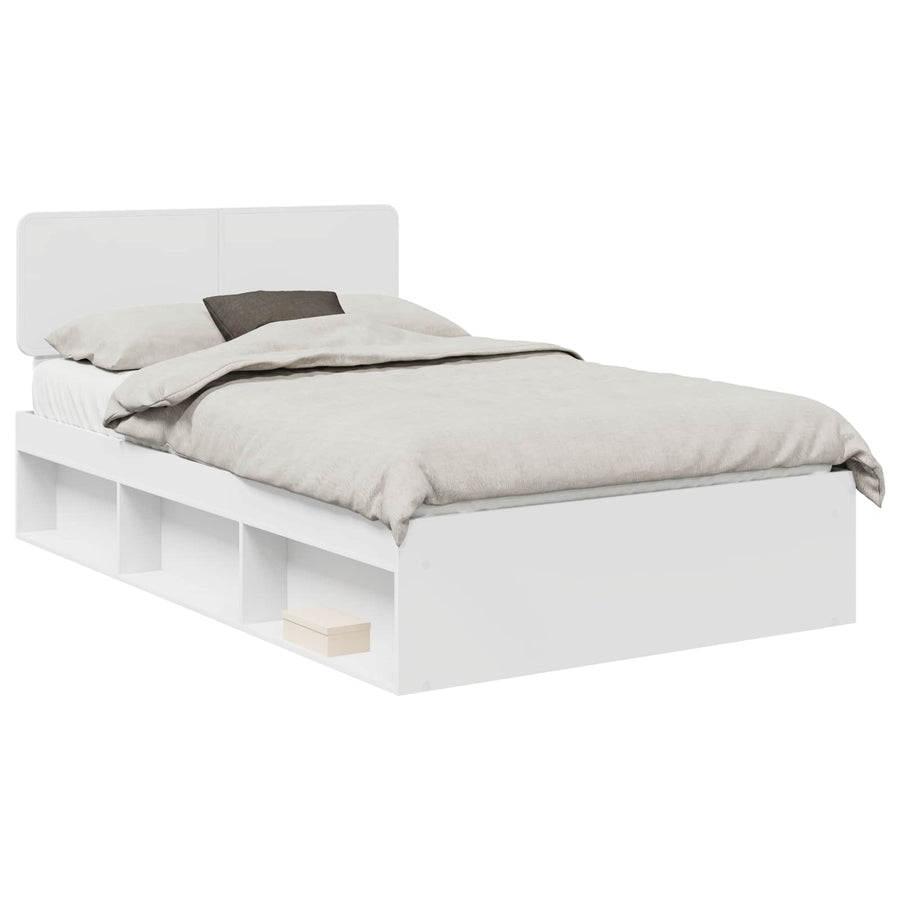Bedframe met hoofdeinde Wit 120 x 200 cm Massief grenenhout