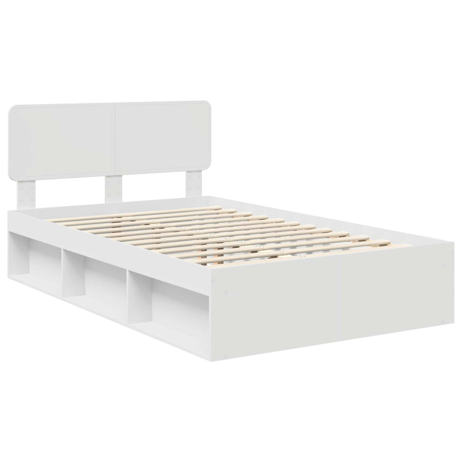 Bedframe met hoofdeinde Wit 120 x 200 cm Massief grenenhout