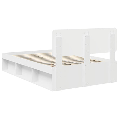 Bedframe met hoofdeinde Wit 120 x 200 cm Massief grenenhout