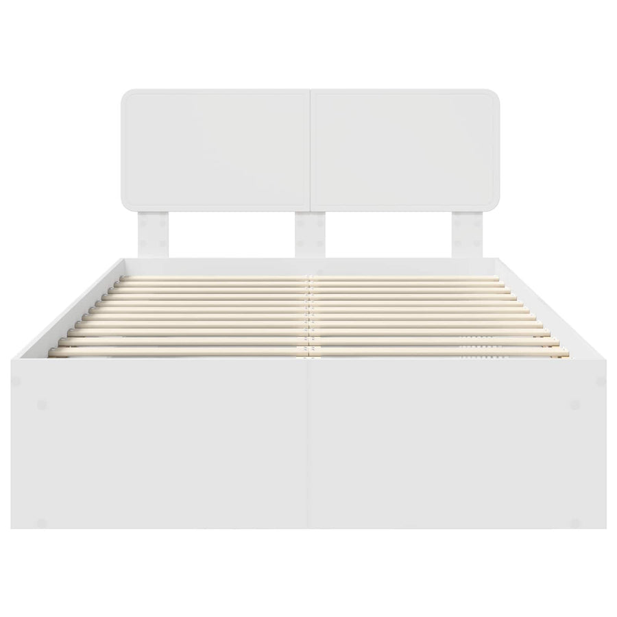 Bedframe met hoofdeinde Wit 120 x 200 cm Massief grenenhout