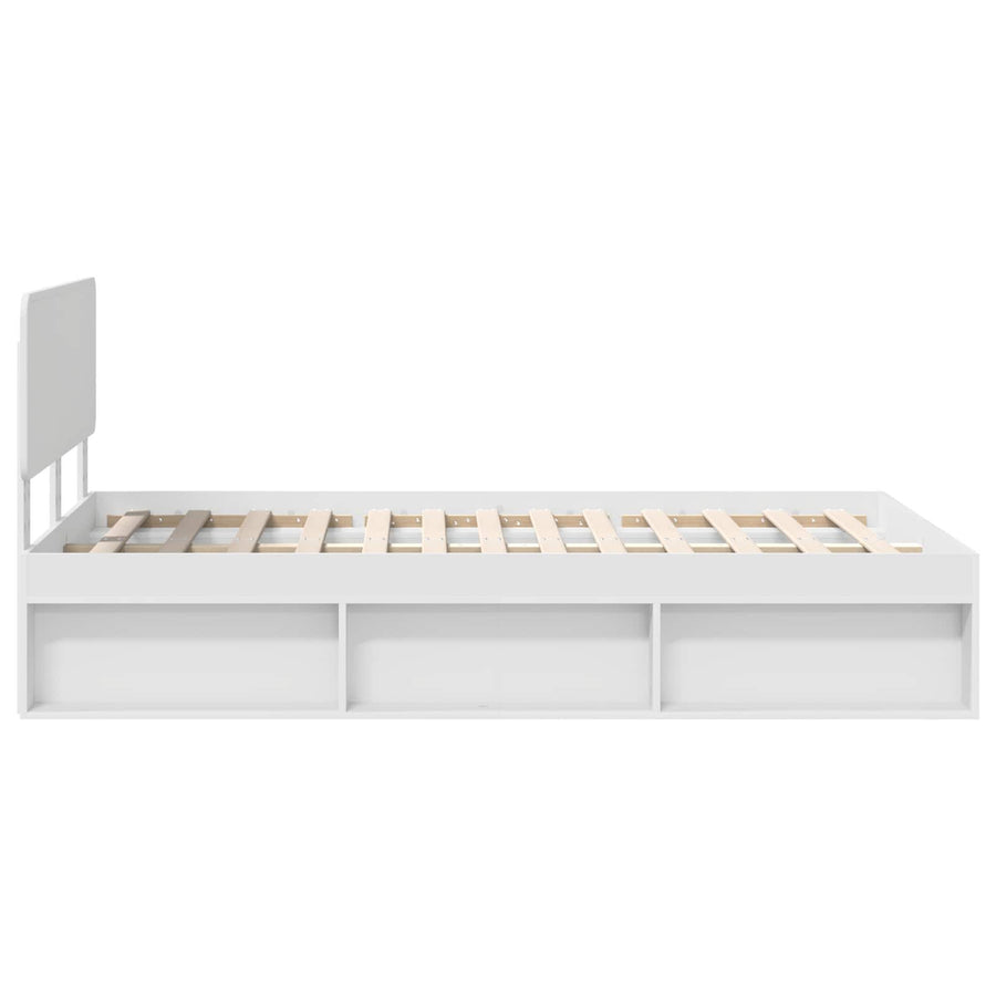 Bedframe met hoofdeinde Wit 120 x 200 cm Massief grenenhout