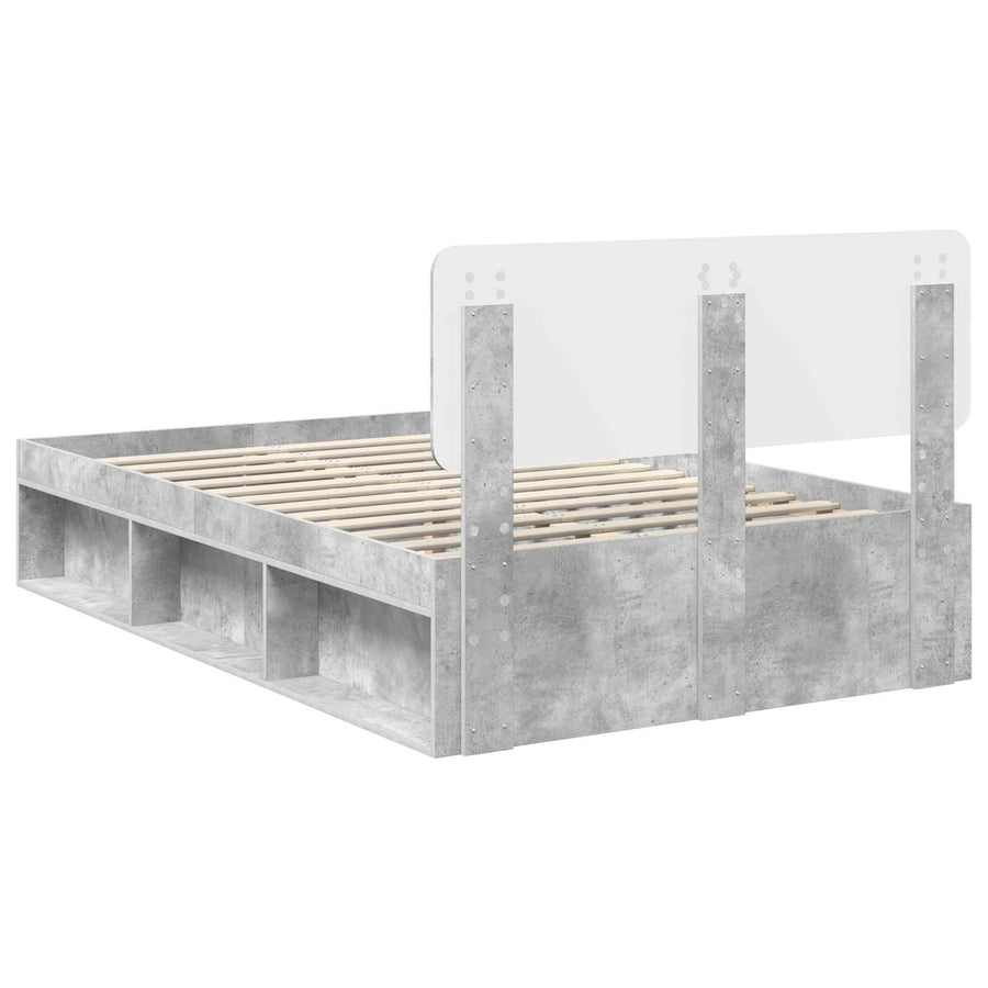 Bedframe met hoofdeinde Beton 120 x 200 cm Massief grenenhout