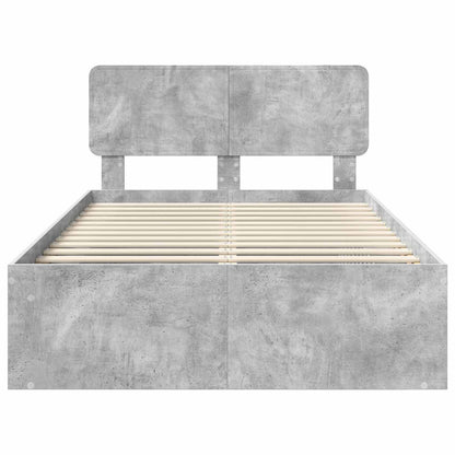 Bedframe met hoofdeinde Beton 120 x 200 cm Massief grenenhout