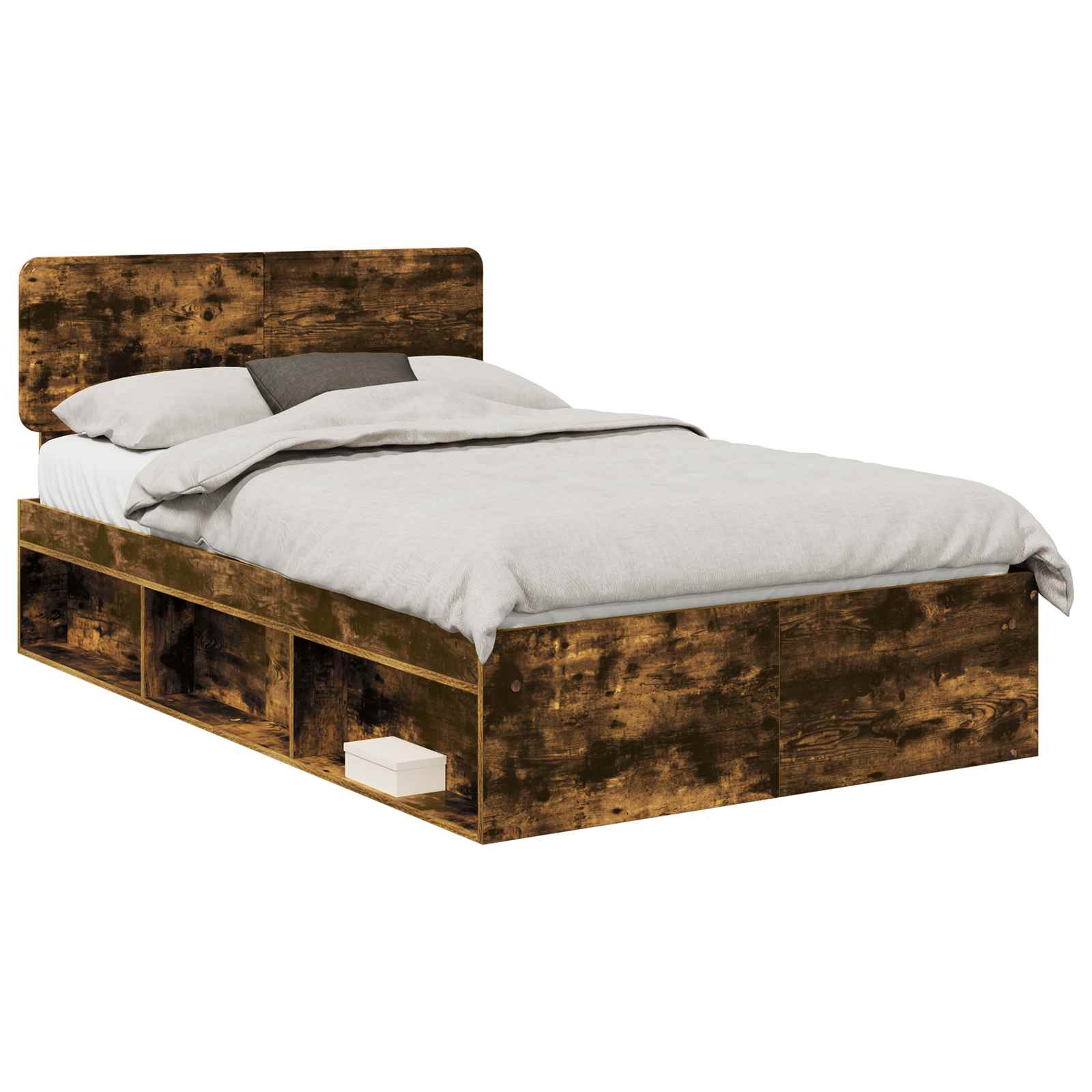 Bedframe Gerookt eiken 120 x 200 cm Massief grenenhout
