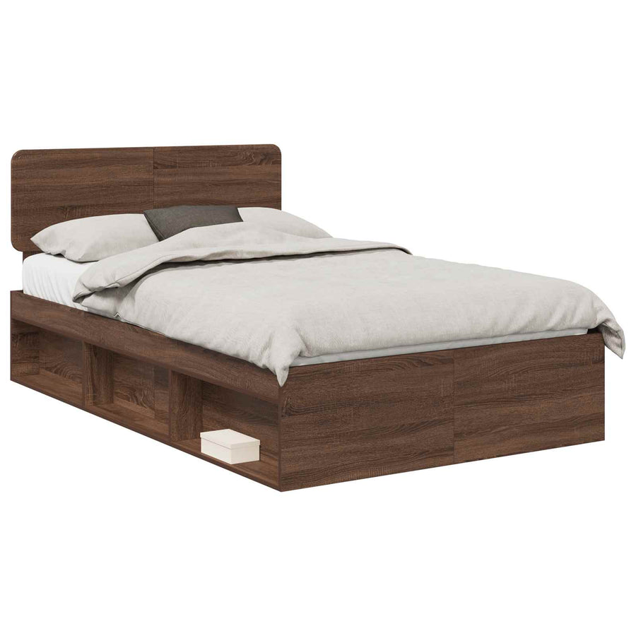 Bedframe Bruin Eiken 120 x 200 cm Massief grenenhout