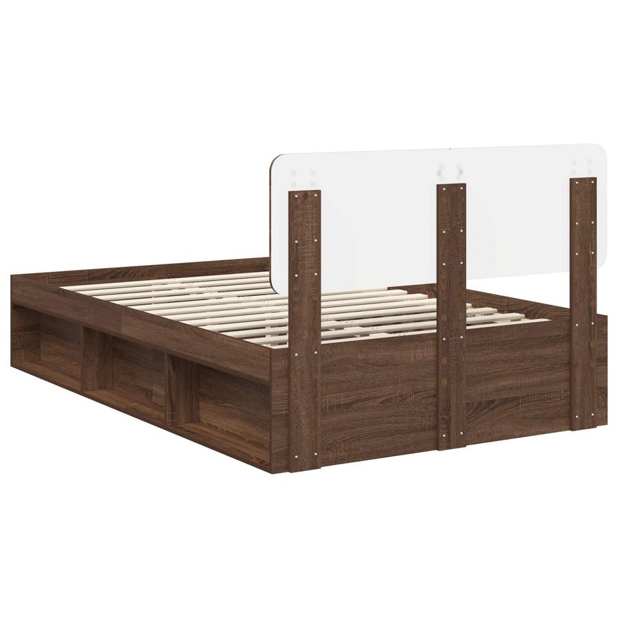 Bedframe Bruin Eiken 120 x 200 cm Massief grenenhout