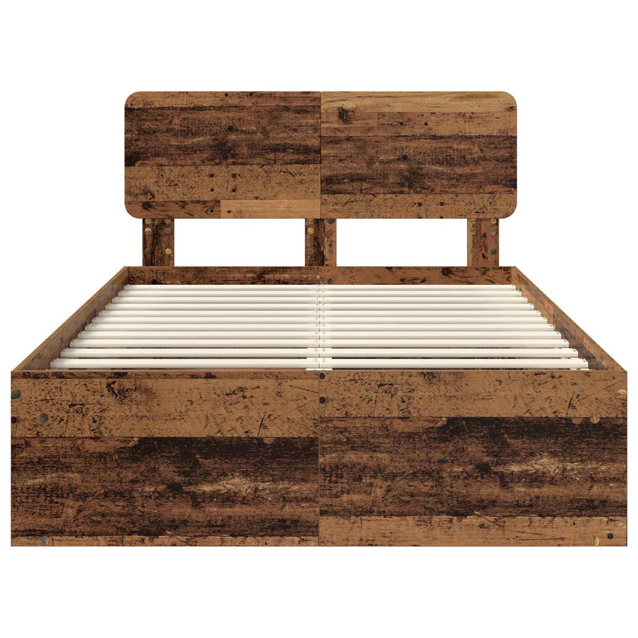 Bedframe met hoofdeinde Oudhout 120 x 200 cm Massief grenenhout