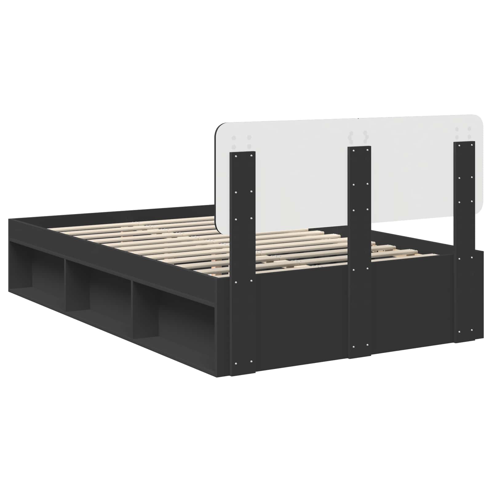 Bedframe met hoofdeinde Zwart 120 x 190 cm Massief grenenhout